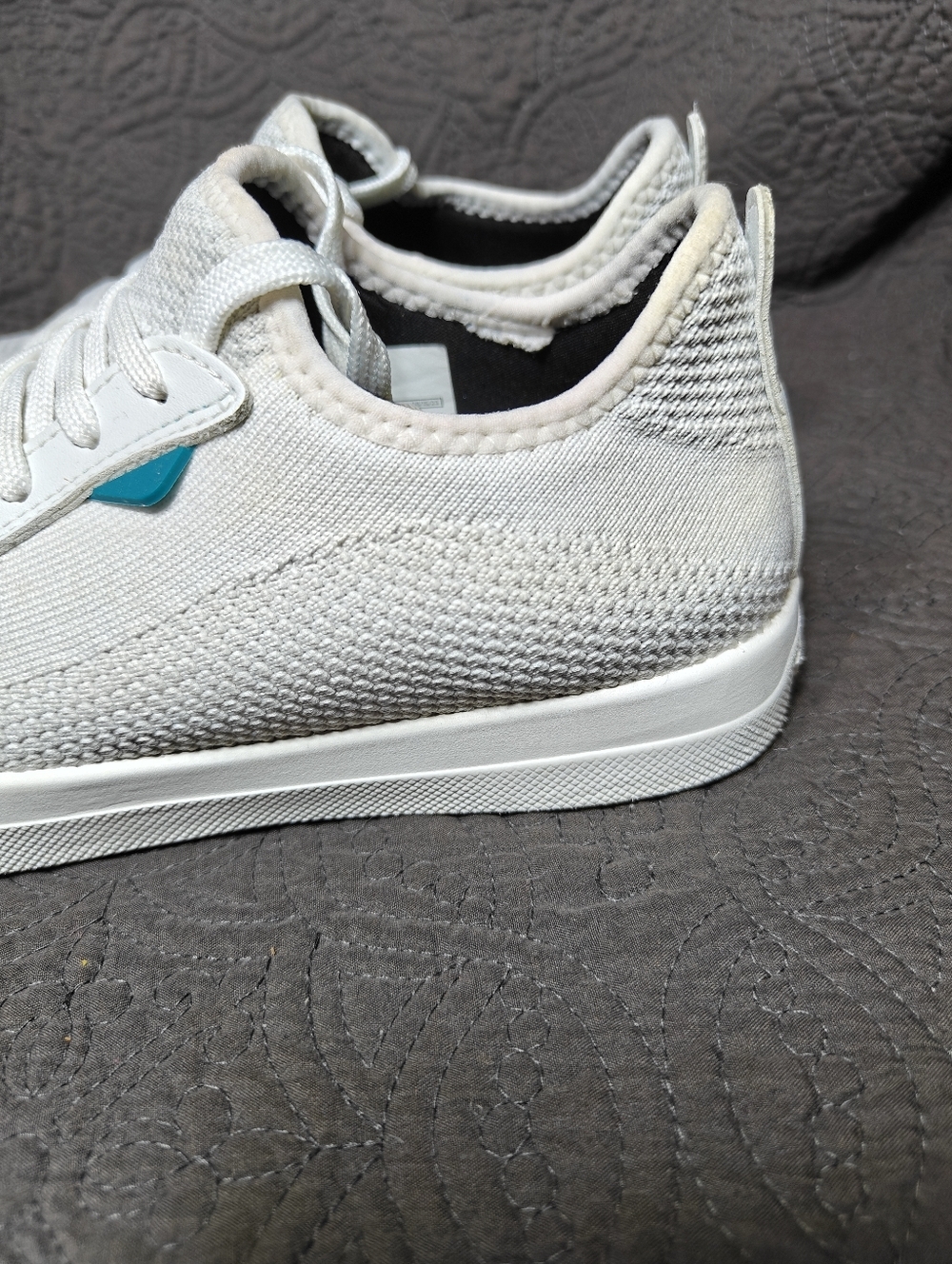 VESSI Weekend Waterproof White Knit Casual Off White Lace Up Sneaker Women's 7 - Picture 4 of 9